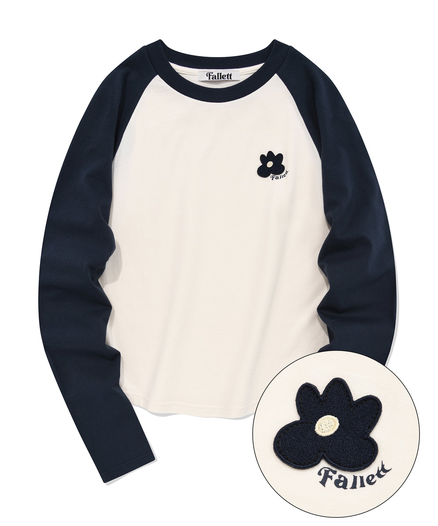 FALLETT Flower Logo Raglan Long Sleeve Navy