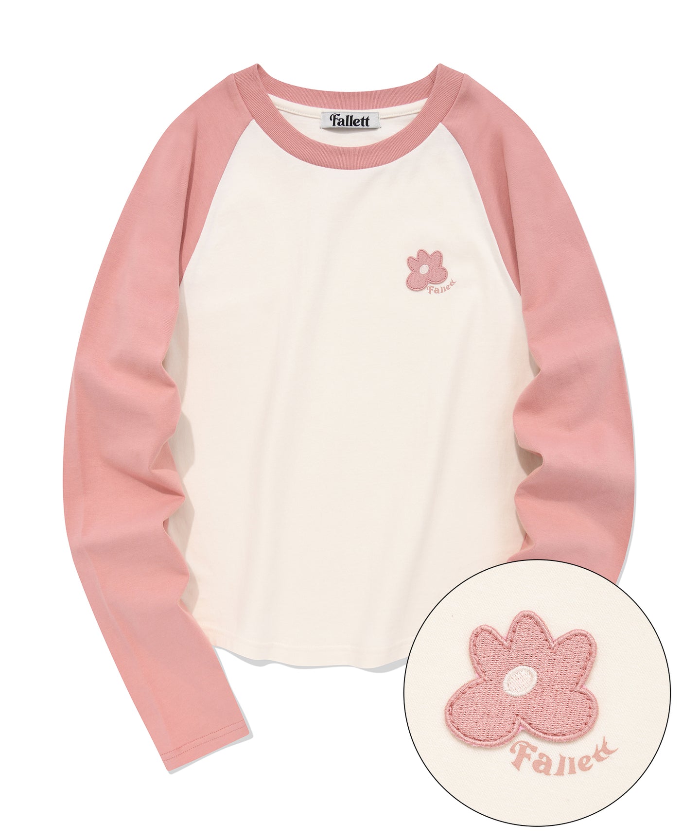 FALLETT Flower Logo Raglan Long Sleeve Pink