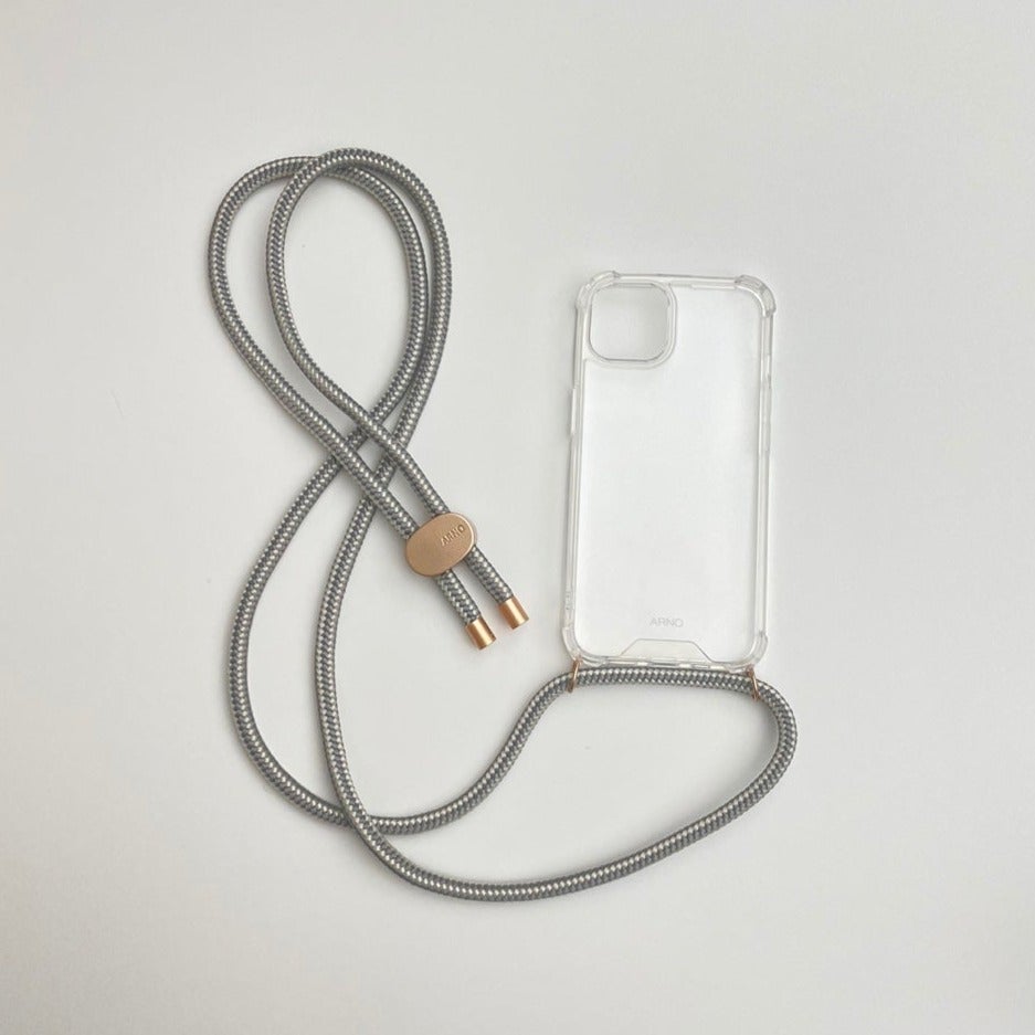 ARNO iPhone Case with Rope Strap Marble Silver