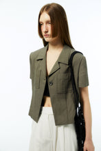 Load image into Gallery viewer, EMKM Unbalance Collar Stitch Jacket Charcoal
