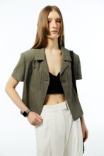 Load image into Gallery viewer, EMKM Unbalance Collar Stitch Jacket Charcoal
