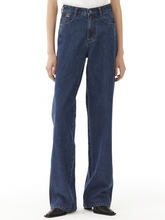 Load image into Gallery viewer, EMKM Signature Semi Wide Denim Pants Dark Blue
