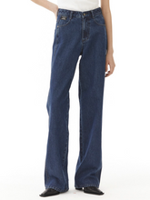 Load image into Gallery viewer, EMKM Signature Semi Wide Denim Pants Dark Blue
