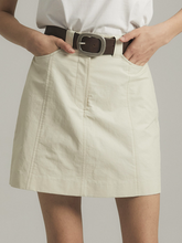 Load image into Gallery viewer, EMKM Stitch Point Mini Skirt Beige
