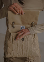 Load image into Gallery viewer, KWANI Lozenge Small Warm Ivory Studded Bag

