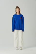 Load image into Gallery viewer, GRIMPER Shyly Heart Sweater Blue
