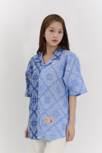 Load image into Gallery viewer, BEYOND CLOSET Collection Line Archive Bandana Patch Open Collar Shirt Blue
