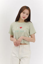 Load image into Gallery viewer, BEYOND CLOSET Women&#39;s Edition New Boy Pattern Crop T-Shirt Mint
