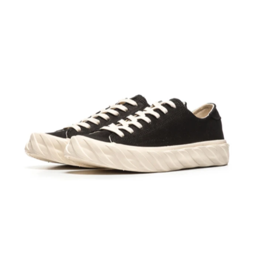 AGE SNEAKERS Low Cut Carbon Coated Canvas Black