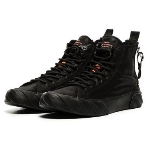AGE SNEAKERS High Top Carbon Coated Canvas Black & Orange