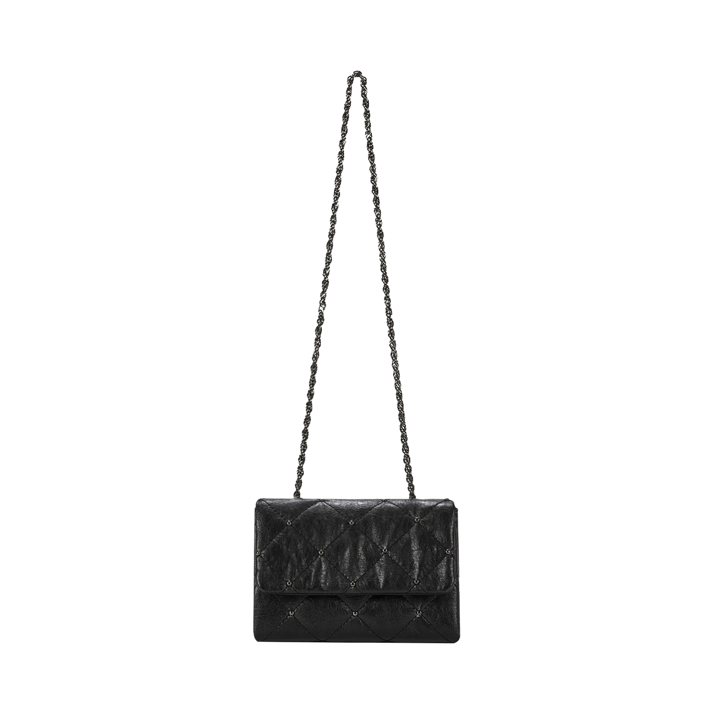 KWANI Lozenge Micro Midlight Black Studded Bag