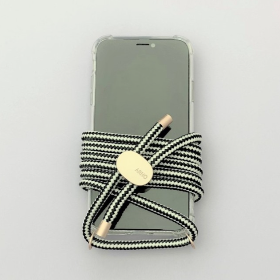 ARNO iPhone Case with Rope Strap Black White