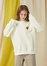 Load image into Gallery viewer, GRIMPER Shyly Heart Sweater Creamy White
