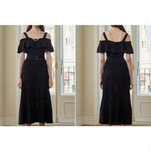 Load image into Gallery viewer, [DK SHOP] Linda Off Shoulder Ruffle Line Knit Belt Dress
