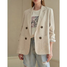 Load image into Gallery viewer, [DK SHOP] Dominic Herringbone Roll-up Open Linen Jacket
