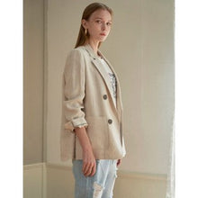 Load image into Gallery viewer, [DK SHOP] Dominic Herringbone Roll-up Open Linen Jacket
